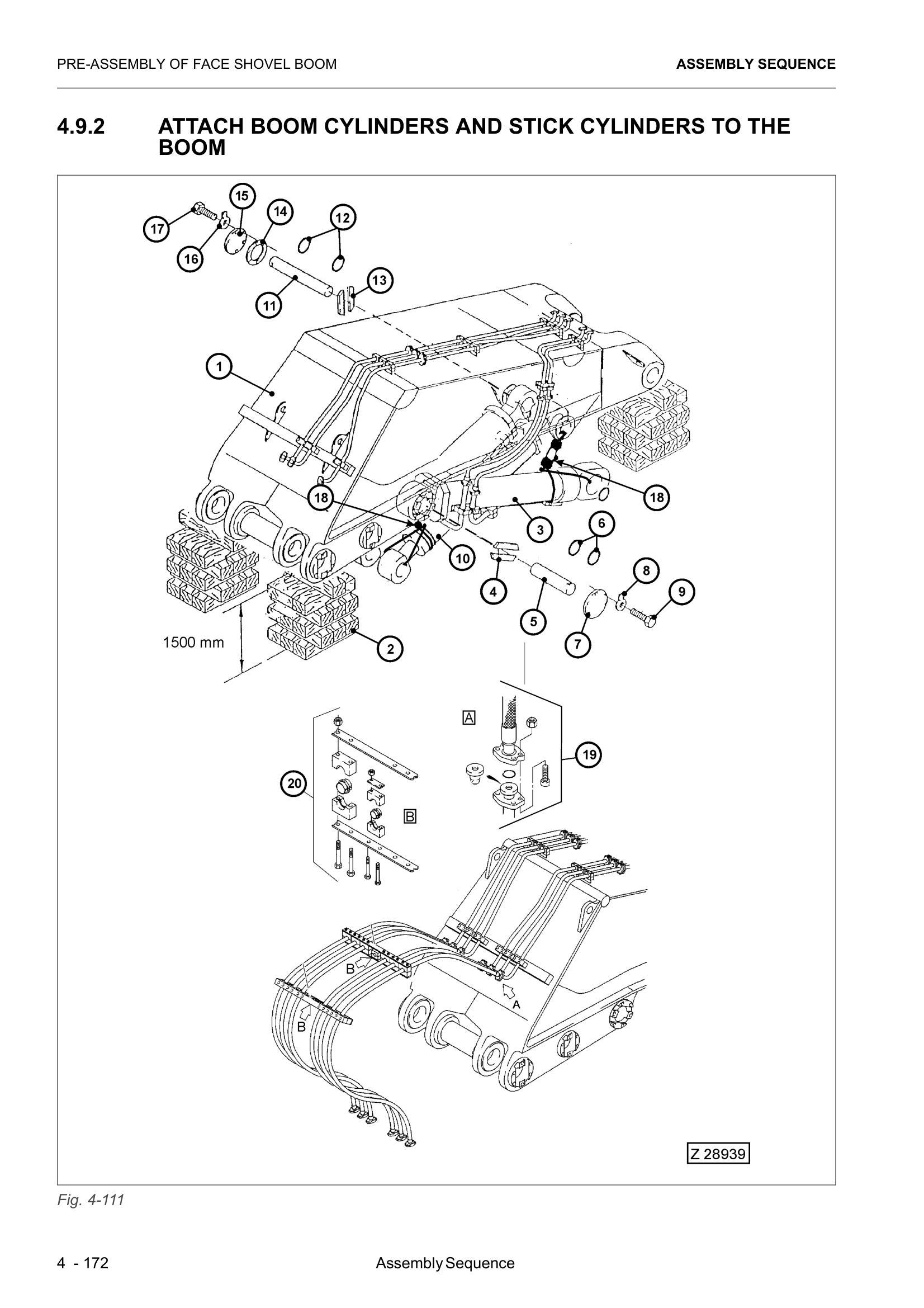 Montaje cilindros boom stick